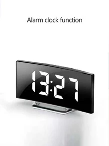 1入組曲綫螢幕LED鐘帶溫度和濕度展示和多功能功能 - 黑與白 - 查看 3