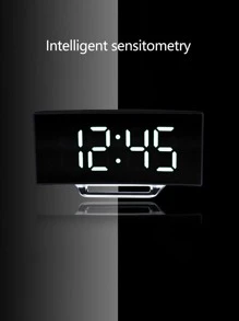 1入組曲綫螢幕LED鐘帶溫度和濕度展示和多功能功能 - 黑與白 - 查看 5