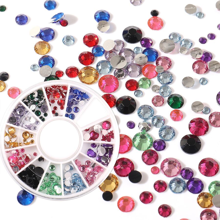 12-grid Round Plate Mixed Color Acrylic Resin Nail Art Decoration - Multicolor - View 1