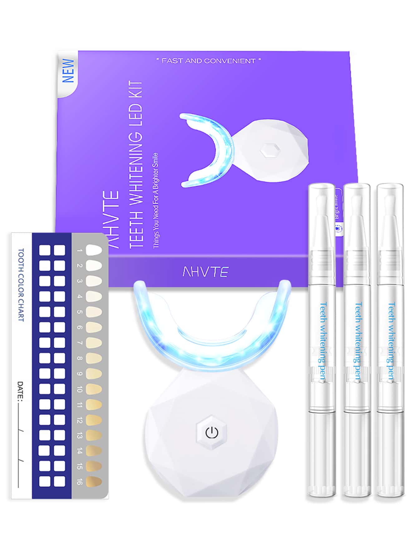 1 Set Sistema de blanqueamiento dental con luz azul, lámpara moderna para blanqueamiento dental en el hogar, 3ml*3 piezas de gel para blanqueamiento dental, kit de blanqueamiento dental - Blanco - Ver 1