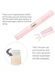 FULL BEAUTY 1支装替换笔头 美甲UV凝胶卸甲笔 指甲清洁笔 指甲油修正笔 卸甲包工具 - 粉色 - 查看 4