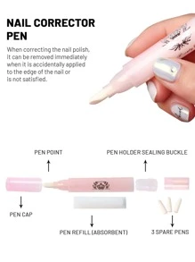 FULL BEAUTY 1支装替换笔头 美甲UV凝胶卸甲笔 指甲清洁笔 指甲油修正笔 卸甲包工具 - 粉色 - 查看 3