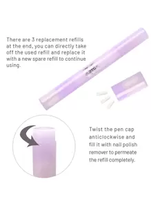 FULL BEAUTY 1支美甲修正笔，3个笔头，轻松去除美甲瑕疵，最新款美甲修正笔，清洁美甲，轻松擦除指甲油痕迹 - 紫色 - 查看 4
