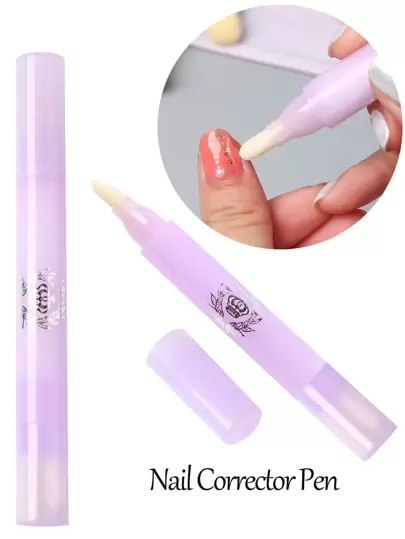 FULL BEAUTY 1支美甲修正笔，3个笔头，轻松去除美甲瑕疵，最新款美甲修正笔，清洁美甲，轻松擦除指甲油痕迹