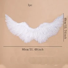 1 pieza Accesorio de disfraz de hada con alas blancas de cuento de hadas para fiesta de disfraces, Halloween - Blanco - Ver 2