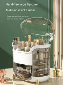 1 Hộp đựng đồ trang điểm thiết kế đơn giản và thanh lịch có kệ dung lượng lớn để chăm sóc da, nước hoa, son môi, mặt nạ, v.v. (màu sắc ngẫu nhiên) - trắng - Xem 6