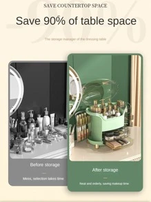 1 Hộp đựng đồ trang điểm thiết kế đơn giản và thanh lịch có kệ dung lượng lớn để chăm sóc da, nước hoa, son môi, mặt nạ, v.v. (màu sắc ngẫu nhiên) - trắng - Xem 5