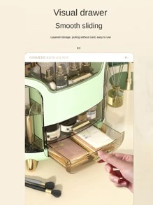 1 Hộp đựng đồ trang điểm thiết kế đơn giản và thanh lịch có kệ dung lượng lớn để chăm sóc da, nước hoa, son môi, mặt nạ, v.v. (màu sắc ngẫu nhiên) - trắng - Xem 7