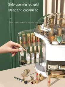 1 Hộp đựng đồ trang điểm thiết kế đơn giản và thanh lịch có kệ dung lượng lớn để chăm sóc da, nước hoa, son môi, mặt nạ, v.v. (màu sắc ngẫu nhiên) - trắng - Xem 9