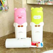 1 件裝卡通旅行牙刷杯套裝（包括牙刷、牙膏和收納盒）便攜式戶外露營牙刷杯 - 白色 - 查看 8