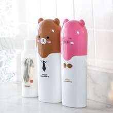 1 件裝卡通旅行牙刷杯套裝（包括牙刷、牙膏和收納盒）便攜式戶外露營牙刷杯 - 白色 - 查看 6