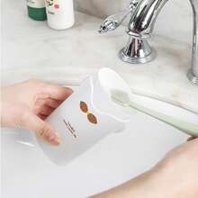 1 件裝卡通旅行牙刷杯套裝（包括牙刷、牙膏和收納盒）便攜式戶外露營牙刷杯 - 白色 - 查看 5