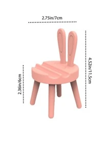 multibey 1pc Creative Pink Cute Bunny Ear Stool Desktop Bracket - Pink - View 5