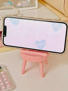 multibey 1pc Creative Pink Cute Bunny Ear Stool Desktop Bracket - Pink - View 2