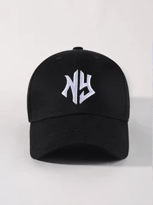1pc Ladies NY Embroidered Soft Top Baseball Cap - Black - View 3