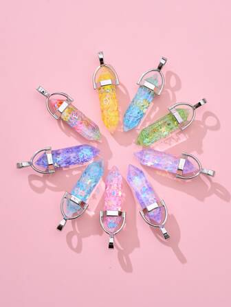 9pcs Multicolor Resin Luminous Star Shaped Stones For Diy Jewelry Making