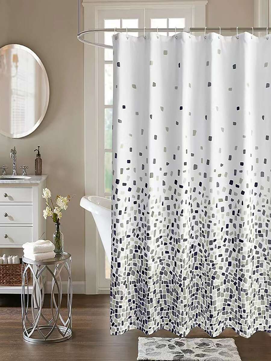 1 件高档加厚防水涤纶浴室浴帘，渐变格子设计，适合家庭和酒店使用，家居浴室装饰秋季装饰浴室配件返校