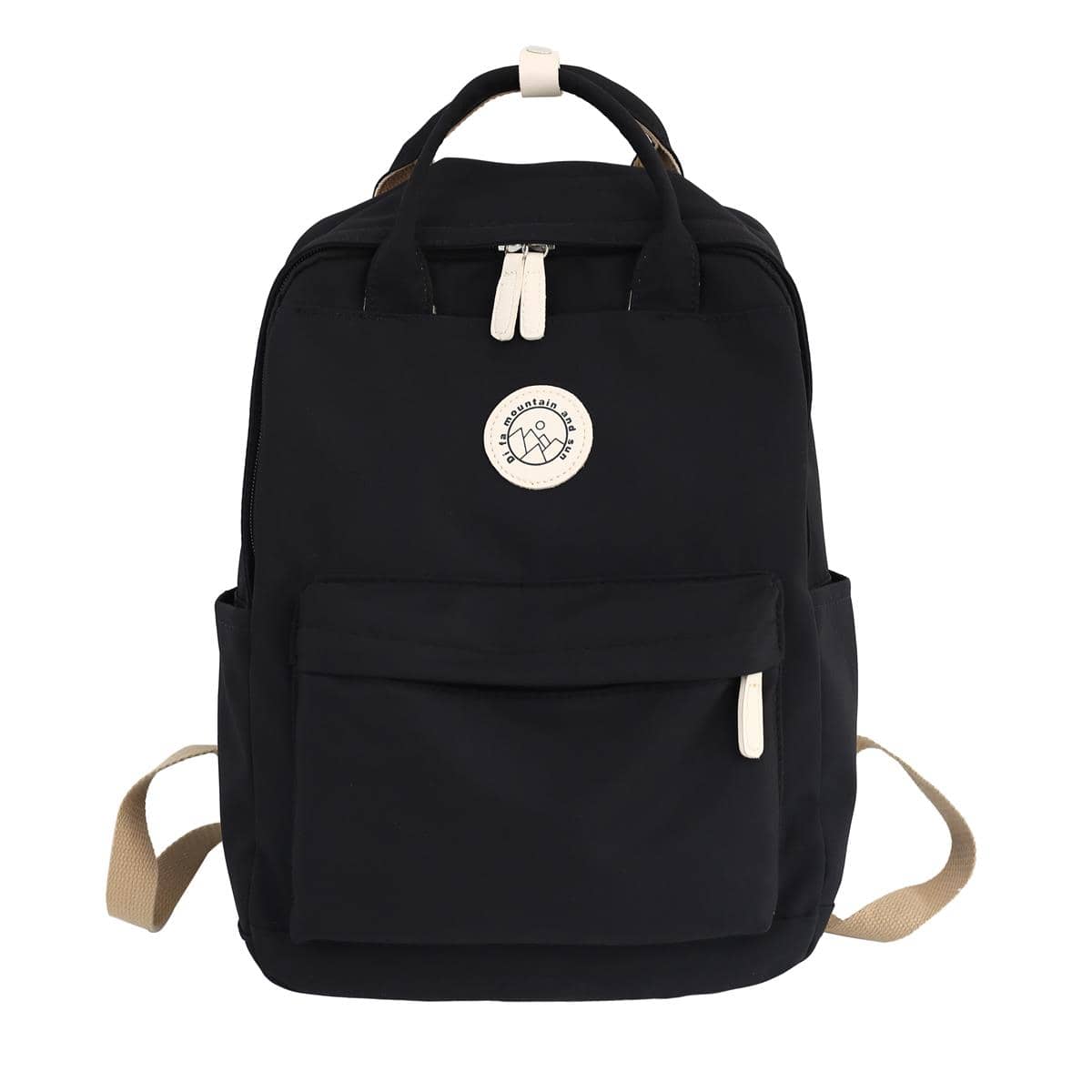 New Original Design Double Shoulder Bag Girl Student Minority Solid Color Schoolbag Large Capacity Waterproof Women Backpack - Black - View 1