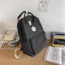 New Original Design Double Shoulder Bag Girl Student Minority Solid Color Schoolbag Large Capacity Waterproof Women Backpack - Black - View 3