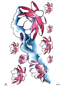 Temporary Sexy Flower Water Transfer Waterproof Tattoo Sticker - Black - View 2