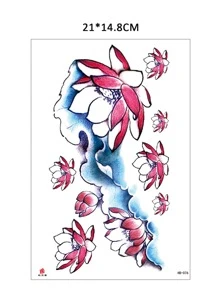 Temporary Sexy Flower Water Transfer Waterproof Tattoo Sticker - Black - View 4