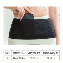 1個無縫針織扇型袋設計的尼龍透氣運動腰包,高彈性適合戶外跑步健身活動,適合男女 - 黑色 - 查看 6