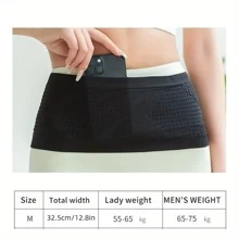 1個無縫針織扇型袋設計的尼龍透氣運動腰包,高彈性適合戶外跑步健身活動,適合男女 - 黑色 - 查看 5