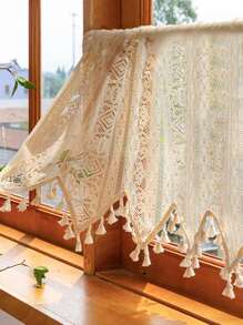 1入組蕾絲小窗帘,半窗帘,廚房帘子,隔斷帘 - 米色 - 查看 1