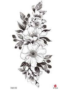 Realistic Temporary Tattoo Sticker For Arm, Sexy Floral Pattern Water Transfer, Waterproof - Black - View 2