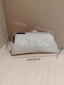 月光夜晚女士閃爍亮晶晶鑽石手袋，銀色晚宴包正閃耀迷人，華麗的晚宴手提包，完美的晚宴手提包，銀色亮晶晶的手提包，女款小晚宴手提包，斜跨手提包 帶鍊式金屬鏈，用於女士和女孩的晚宴手袋，適用於婚禮，伴娘，派對，生日禮物，晚宴手袋，派對女孩，女性禮物，完美的派對，婚禮，舞會，晚宴 /宴會，最好的女性禮物