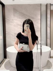 月光夜晚女士閃爍亮晶晶鑽石手袋，銀色晚宴包正閃耀迷人，華麗的晚宴手提包，完美的晚宴手提包，銀色亮晶晶的手提包，女款小晚宴手提包，斜跨手提包 帶鍊式金屬鏈，用於女士和女孩的晚宴手袋，適用於婚禮，伴娘，派對，生日禮物，晚宴手袋，派對女孩，女性禮物，完美的派對，婚禮，舞會，晚宴 /宴會，最好的女性禮物