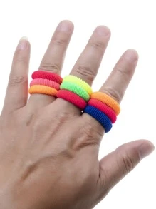 1set 100pcs Multicolor Stretchy Towel Hair Ties, Simple And Suitable For Daily Use - Multicolor - View 7