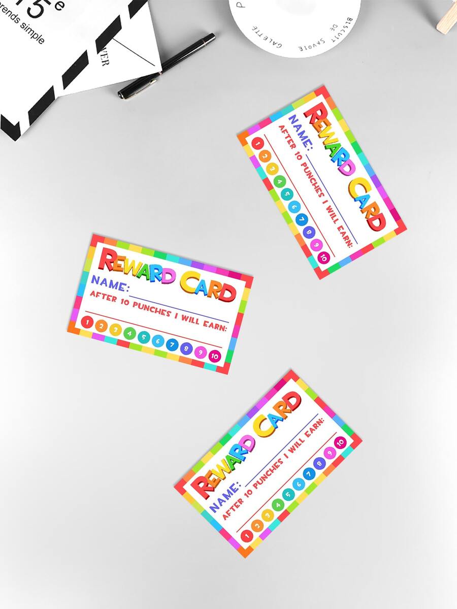 50pcs Colorful Creative Classroom/Home/Family Children's Punch Card For