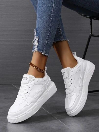 Women's White Sport Shoes, Comfortable And Breathable
