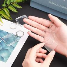 10套1.5英寸可定制透明照片拼接鑰匙圈帶空白照片拼接,完美適用於DIY相框 - 正方形 - 查看 6