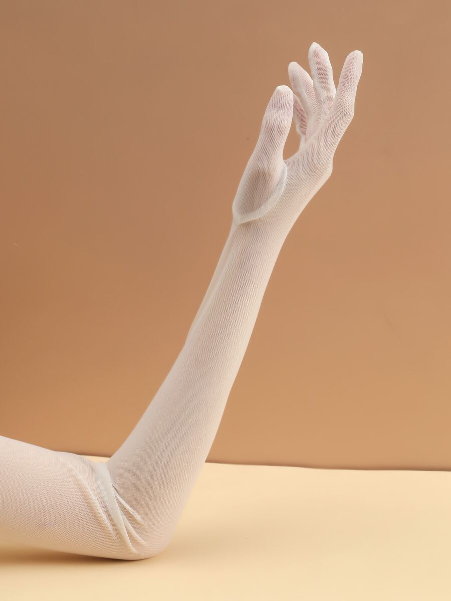 1 đôi găng tay ren dài tới khuỷu tay gợi cảm dành cho nữ, dành cho sân khấu và bữa tiệc - trắng - Xem 1