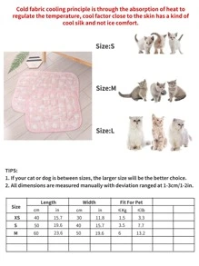 1入組卡通圖案寵物降溫墊適用於狗狗和貓適合夏天 - 粉色 - 查看 8