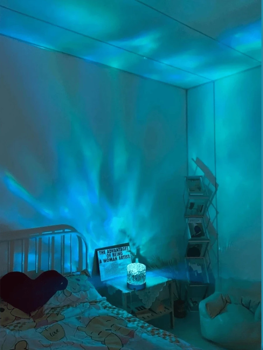 1个USB旋转夜灯，波纹卧室床头灯，火焰氛围灯