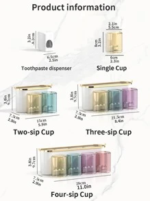 1 set Portacepillos de dientes con 4 vasos y 1 dispensador de pasta de dientes, decoración del hogar y del baño, decoración de otoño, de vuelta a la escuela