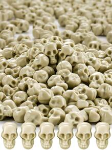 50入組迷你塑膠骷髏頭適合萬聖節裝飾用品,小玩具或者作為填充物適用於花花瓶 - 米色 - 查看 1