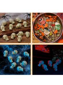 50入組迷你塑膠骷髏頭適合萬聖節裝飾用品,小玩具或者作為填充物適用於花花瓶 - 米色 - 查看 4