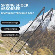 1pc 户外徒步手杖登山杖直柄登山装备徒步杖拐杖多功能超轻伸缩折叠男女老年人日常散步 - 黑色 - 查看 5