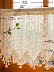 1入組蕾絲小窗帘,半窗帘,廚房帘子,隔斷帘 - 米色 - 查看 6