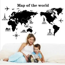 Mapa Del Mundo Decoracion Para Pared 3d Interior 120X60cm - Negro - Ver 4