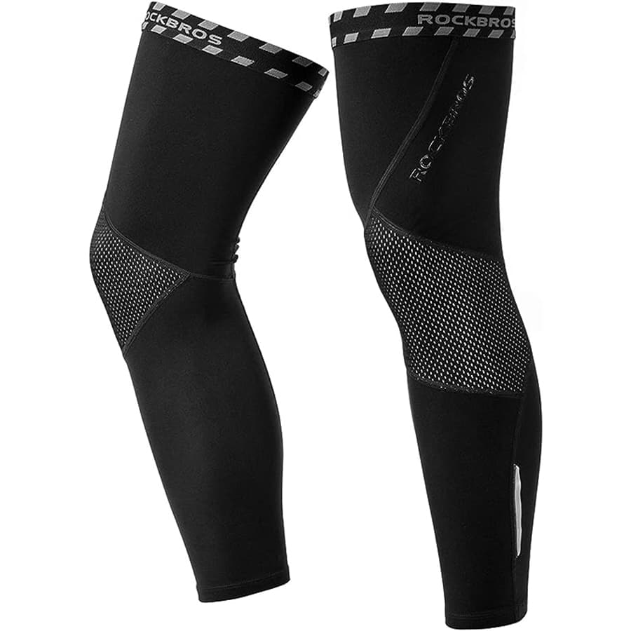 ROCKBROS Cycling Leg Warmers Thermal Long Leg Sleeves For Men Women Legwarmer - 黑色 - 查看 1