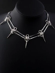 1 件哥特式鸟形骷髅项链，神秘骷髅吊坠项链，男女通用，适合日常佩戴、派对和聚会 - 銀色 - 查看 1