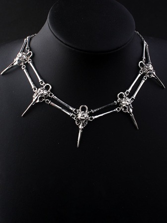 1 Pc Gothic Bird Skull Necklace, Occult Skeleton Pendant Necklace, Unisex Suitable For Men And Women, Daily Wear, Party & Gathering