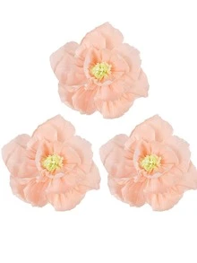 6 piezas Papel crepe flores papel flor Decoración hecho a mano flores fiesta boda Fondo flor para Bebé de cumpleaños Telón de fondo de la foto nupcial ducha habitación central - Champán - Ver 5