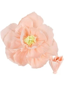 6 piezas Papel crepe flores papel flor Decoración hecho a mano flores fiesta boda Fondo flor para Bebé de cumpleaños Telón de fondo de la foto nupcial ducha habitación central - Champán - Ver 4