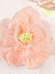 6 piezas Papel crepe flores papel flor Decoración hecho a mano flores fiesta boda Fondo flor para Bebé de cumpleaños Telón de fondo de la foto nupcial ducha habitación central - Champán - Ver 2